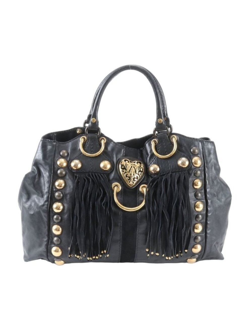 ★SOLD★ Gucci Bab Shuka Emblem Leather Tote Shoulder Hand Black - Picture 1 of 10